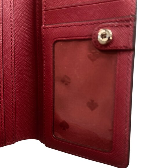 Kate Spade Madison Deep burgundy  Saffiano Leather Slim Bifold Snap Wallet - Picture 6 of 11